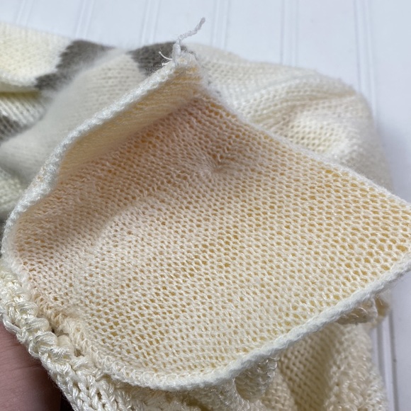 CeZanne Vintage 80s angora blend sweater in cream and brown M - Picture 9 of 11